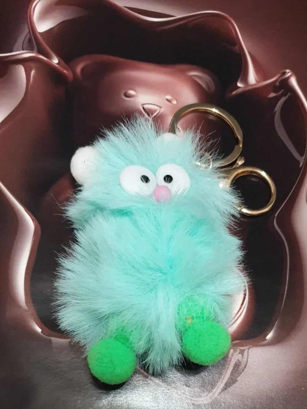 Fur Ball Owl Key Chain Cute Key Ring Women Girls Handbag Accessory Charm Gift